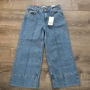 Zara Women's Denim Wide-Leg Jeans
